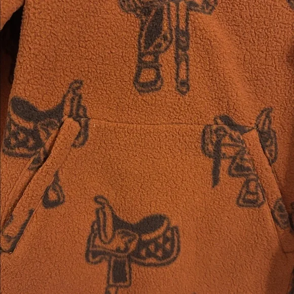 Wrangler Brown Sherpa Half-Zip Pullover with Saddle Print - Picture 3 of 5